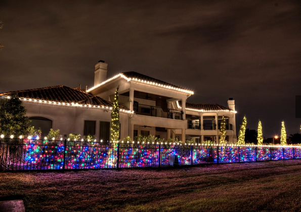 colorful landscape lights on the fence