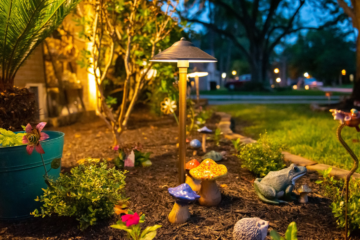 outdoor lighting installation at a home