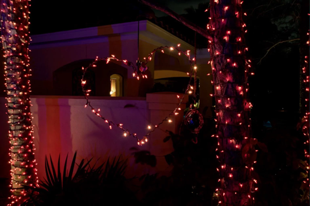 Fairy lights decorated in shapes of hearts 